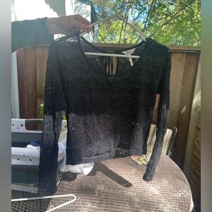 Lace Long Sleeve Black Top